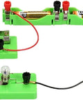 Hands-On Series And Parallel AA Battery Box Kit With Switch Wires And Light Bulb For Simple Circuits, Physics Experiments, STEM Classroom Lab, Safe Electricity Education For Kids And Students, green plastic circuit kit