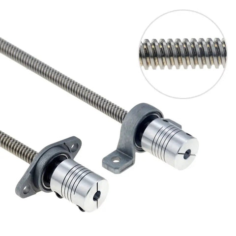 Heavy Duty T8 Lead Screw Horizontal Kit With 2mm Pitch And 8mm Diameter For Your DIY 3D Printer And Engraving Rig To Build A Sick Machine Setup Fast, stainless steel lead screw and coupler