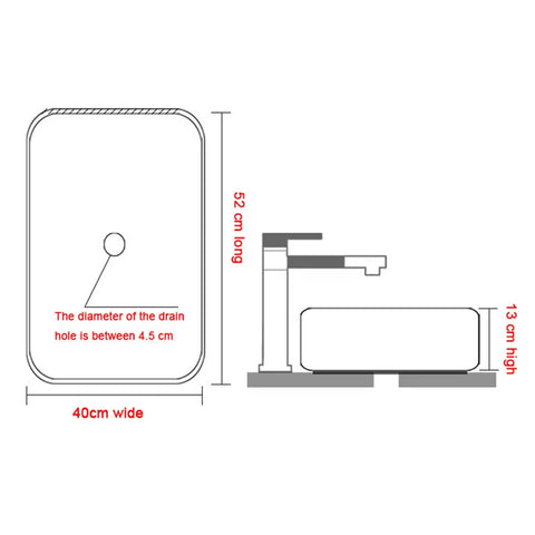 Bathroom Sink Bathroom Vessel Sink Gold Plated Rectangle Countertop Sink Ceramic Vessel Sink Basin dimensions diagram