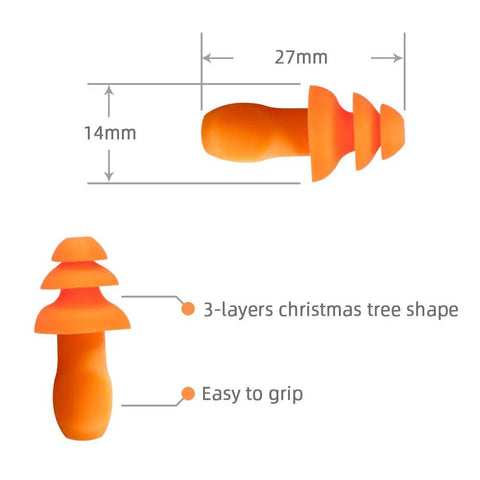 Corded Silicone Reusable Ear Plugs For Maximum Hearing Protection At The Gun Range And Everyday Noisy Jobs, NRR 25dB