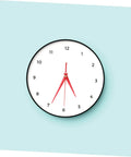 Red clock hands on a white frameless wall clock, part of 10 Sets Modern DIY Clock Hands Pointers Replacement Parts Aluminum Clock Hands Kit