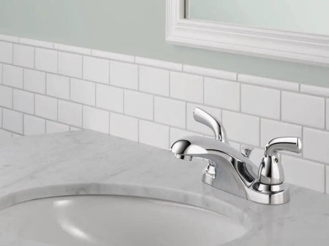 Foundations Centerset Chrome Bathroom Faucet For 4 Inch 3 Hole Vanity ADA Compliant Water Sense Brass Construction with easy install