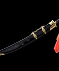 Handmade Wushu Dao Sword With Flexible Stainless Steel Blade And Black Scabbard For Kung Fu Training And Display angled view