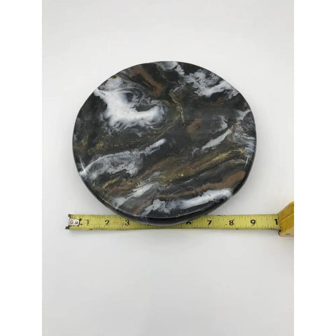 9.5 Inch Resin Marble Lazy Susan with Smooth 360 Degree Rotation for Kitchen Countertop and Dining Table in Slick Black Gold White