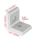 Inside Corner L Bracket Connector For 40 Series Aluminum Extrusion with dimensions, showing two holes for secure mounting.