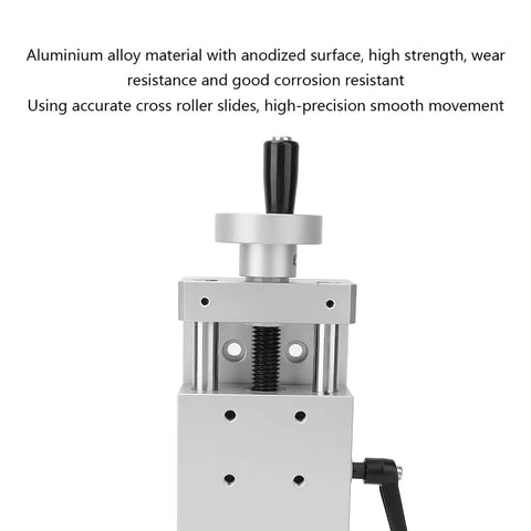 Rugged Linear Stage With 50mm Travel, Manual Cross Slide Rail For CNC Positioning And Fixturing, Precision Sliding Table For Lab, Workshop Or Production Equipment, Great For Fine Tuning Displacement And Fixture Alignment., anodized aluminum stage with hand crank