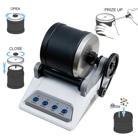 Pro Grade Rock Tumbler Kit Electric Gemstone Stone Polisher for DIY Projects with Timer Buttons and Nets