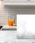 White Marble Peel And Stick Countertop Vinyl Laminate Cover Self Adhesive Waterproof Durable 36x72 Inch Roll on kitchen counter