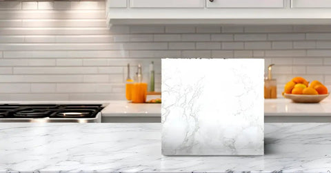White Marble Peel And Stick Countertop Vinyl Laminate Cover Self Adhesive Waterproof Durable 36x72 Inch Roll on kitchen counter