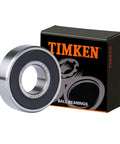 Industrial Grade 4 Pack Deep Groove Ball Bearings 6001-2RS With Double Rubber Seals Made From Premium Chrome Steel Pre Lubricated As A Smooth Operator For Dead Nuts Reliable Motion 12mm X 28mm X 8mm next to packaging.