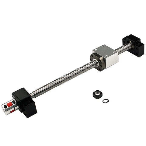Rock Solid Anti Backlash Ball Screw Kit SFU1605 300mm with nut and end supports BK12 BF12 for CNC machines, 16mm diameter, 5mm lead