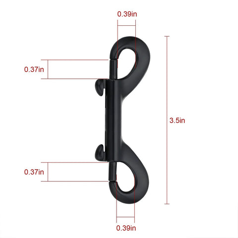 Black double-ended bolt snap hook, 3.5 in, 4-pack; metal hardware with trigger