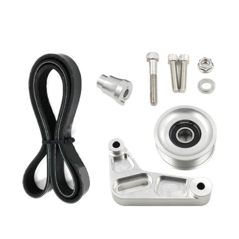 Top Tier Adjustable Idler Pulley Belt Kit For Kia Civic Honda Integra And Acura Rsx K24 Swap Builds K Series Motor With Ep3 Fitment Guaranteed For Sick Street Rides, black belt kit with pulley, bracket, bolts