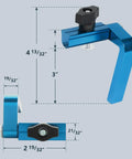 Precision 3 Inch T Track Fence Flip Stop For Woodworking Hella Accurate Quick Lock Design, aluminum construction, dimensions shown.