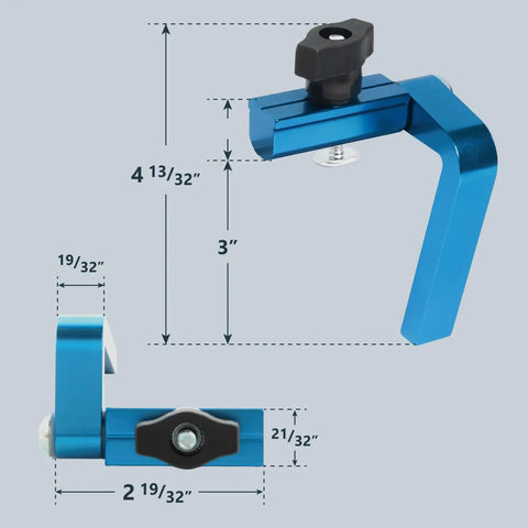 Precision 3 Inch T Track Fence Flip Stop For Woodworking Hella Accurate Quick Lock Design, aluminum construction, dimensions shown.