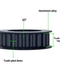 Aluminum Alloy Freewheel 22T For HG Hub Body Smooth Power Transfer 8M 12 Belt Compatible Black Single Speed Bike Cog Part side view