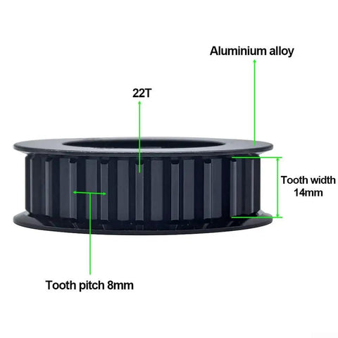 Aluminum Alloy Freewheel 22T For HG Hub Body Smooth Power Transfer 8M 12 Belt Compatible Black Single Speed Bike Cog Part side view
