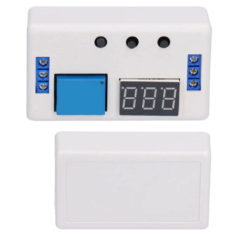 Dope Adjustable Timer Relay Switch With 12V DC Power And Permanent Memory Cycle Time Delay Module For Industrial Automation And DIY Projects Ultra Compact Modular Design In Durable Plastic Case For Precise Timing, white plastic case