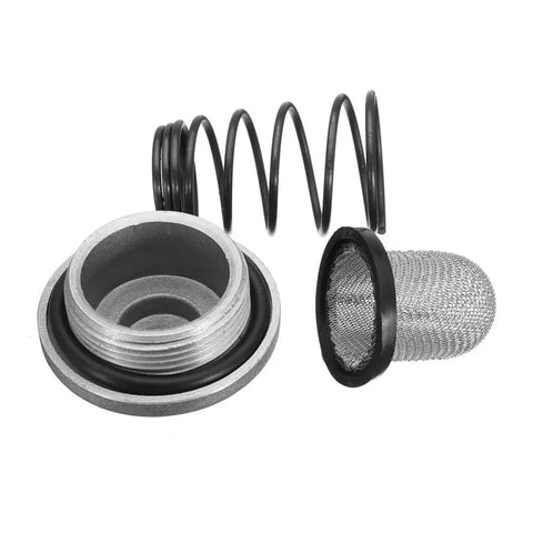 Heavy Duty Oil Drain Screw Plug Compatible With GY6 Scooter Dirt Bike Pit Quad ATV Engine 50cc 80cc 110cc 125cc 150cc Motorcycles Quick Fix For Your Daily Ride And Maintenance Needs, metal with spring and mesh filter