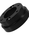 Close-up of Racing Car Steering Wheel Height Adapter Plate Kit Universal Fit with black finish and bolt holes.