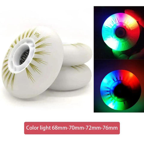 Eight Pack Inline Skate Wheels With ABEC 9 Bearings Light Up 68mm 70mm 72mm 76mm For Kids And Adults, Durable 90A PU Wheels