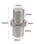 Stainless Steel Bench Dogs And Peg Brake Stops For Workbench Planing Stop And Table Positioning Clamp 19 20mm Non Slip Desk Block shown with dimensions