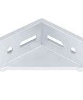 10 Pack 4040 T Slot Aluminum Corner Brackets Hella Rugged 90 Degree Gusset Fittings For Custom Shop Projects Pre Drilled M8 Bolt Holes Slick Mill Finish showing a corner bracket with pre-drilled holes.