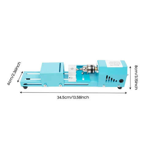 96W Mini Wood Lathe Machine With Pure Copper Motor 7 Adjustable Speeds For Hobbyist Woodturning, 34.5cm long compact design.