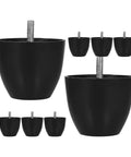 Premium Eight Piece Rubber Furniture Feet Kit For Cutting Boards And Counters With Heavy Duty Adhesive Backing Non Slip Glide Pads Quick Peel And Stick Round Levelers in black, showing four larger and four smaller round pads.