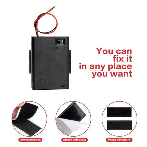 Top Shelf 2 Pack 4.5V Three Aa Battery Cases With Durable Flip Covers And No Hassle On Off Switch featuring strong adhesive and wires.