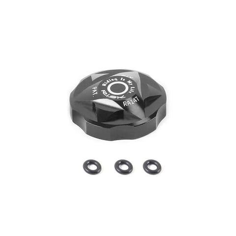 Black Bike Air Valve Top Cap Cover for Suspension Forks, CNC Machined Aluminum with three O-rings, Universal Fit