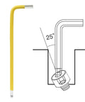 4mm Yellow Ball End Allen Wrench Set, 25 Degree Angled Metric Hex Keys illustration with yellow handle and angle demonstration