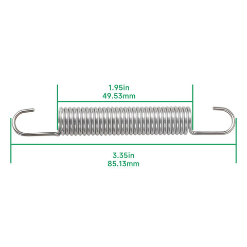 1492099 Tiller Clutch Spring For Two-Speed Rear Tine Tillers showing dimensions in inches and millimeters, heavy-duty metal design.