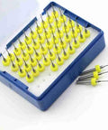 Carbide PCB Engraving Drill Bits Set for CNC Router Wood and Metal Cutting, 0.5mm to 1.2mm, 50-piece kit in blue container