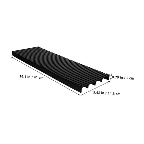 Two Piece Static Bar Rack for Circuit Boards ESD Safe Mount Tray with dimensions, striped design, and black ABS material