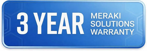 3 Year Meraki Solutions Warranty badge for Straight Up Cloud Managed Firewall Security Appliance With SD WAN Optimization And Real Time Network Monitoring Plus Three Year Business Class Support For Smooth Sailing And Zero Hassle Setup.