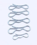 5 Piece Heavy Duty Alloy Steel Cotter Pins Silver Lockfasteners For Industrial Sci Work Replace Old Rusted Parts Strong Corrosion Resistant Clips arranged in a row on white background.