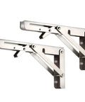 Two Pack Triangle Folding Angle Brackets Heavy Duty Support Adjustable Wall Mounted Shelf Brackets For Benches Tables And Tools Space Saving Silver 16 Inch