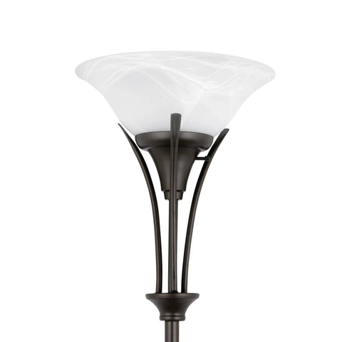 71 Inch Dark Bronze Floor Lamp With Alabaster Glass Shade, Rustic Modern Style For Living Room Or Bedroom, Close-up Shade View
