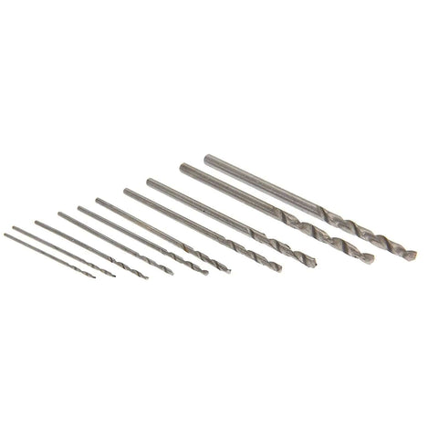 25 Piece HSS Micro Twist Drill Bit Set for PCB and Metal arranged by size on white background