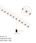 Close-up of 0805 SMD resistors in packaging with dimensions, part of Must Have Ultimate SMD Resistor Kit From Zero Ohm To Ten Meg Ohm.