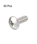 Heavy Duty Stainless Steel Phillips Head Machine Screws M4x12mm Pack Of 50 showing single screw with phillips head design.