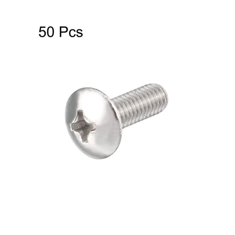 Heavy Duty Stainless Steel Phillips Head Machine Screws M4x12mm Pack Of 50 showing single screw with phillips head design.