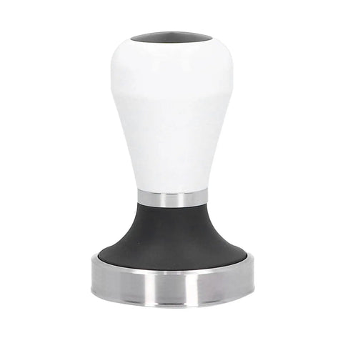 58 Millimeter Size Coffee Tamper Top Tier Stainless Espresso Press with smooth grip and flat pad for relaxed compaction.