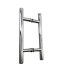 Slick Chrome 6 Inch And 8 Inch Ladder Style Pull Handles Three Quarter Inch Diameter Durable Cabinet And Drawer Hardware close-up.