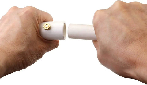 Hands connecting 1/2 Inch PVC Mist Nozzle Kit For Patio Cooling, Outdoor Mister System With Split PVC Couplings