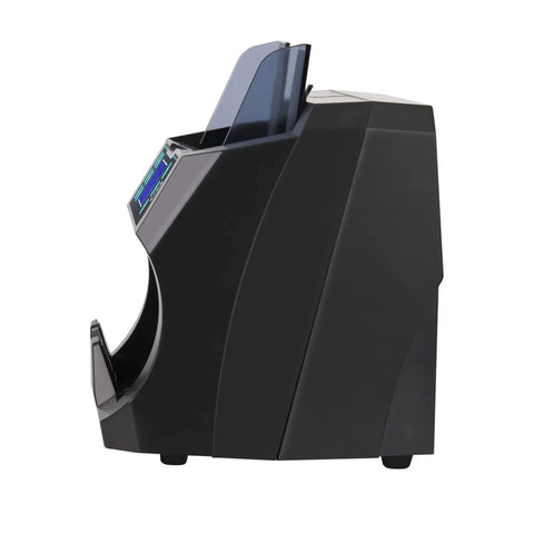 Beast Mode Cash Counting Machine With Crisp Lcd Display And Legit Anti Counterfeit Tech For Euro Gbp And Global Bills side view showing design and display.