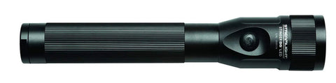 Stinger DS 425-Lumen Rechargeable LED Flashlight With Dual Switches And DC Steady Charger, black tactical design, side view