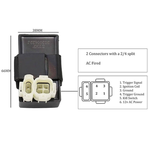 Front view of Six Pin AC CDI Ignition Box For GY6 Engines 50cc To 150cc Scooters Mopeds ATVs Go Karts Fits Chinese Brands