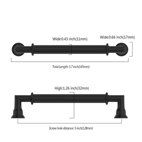 Matte Black 5 Inch Cabinet Handles Set 10 Pack Heavy Duty Solid Metal Kitchen Cabinet Pulls For Cupboards And Drawers Rustproof